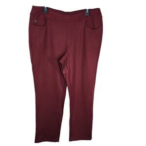 Belle by Kim Gravel Pant Petite 18WP Perfect Ponte Straight Port Wine A623553